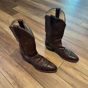 Vintage Dan post burgundy brown cowboy boots size US men's 10.5